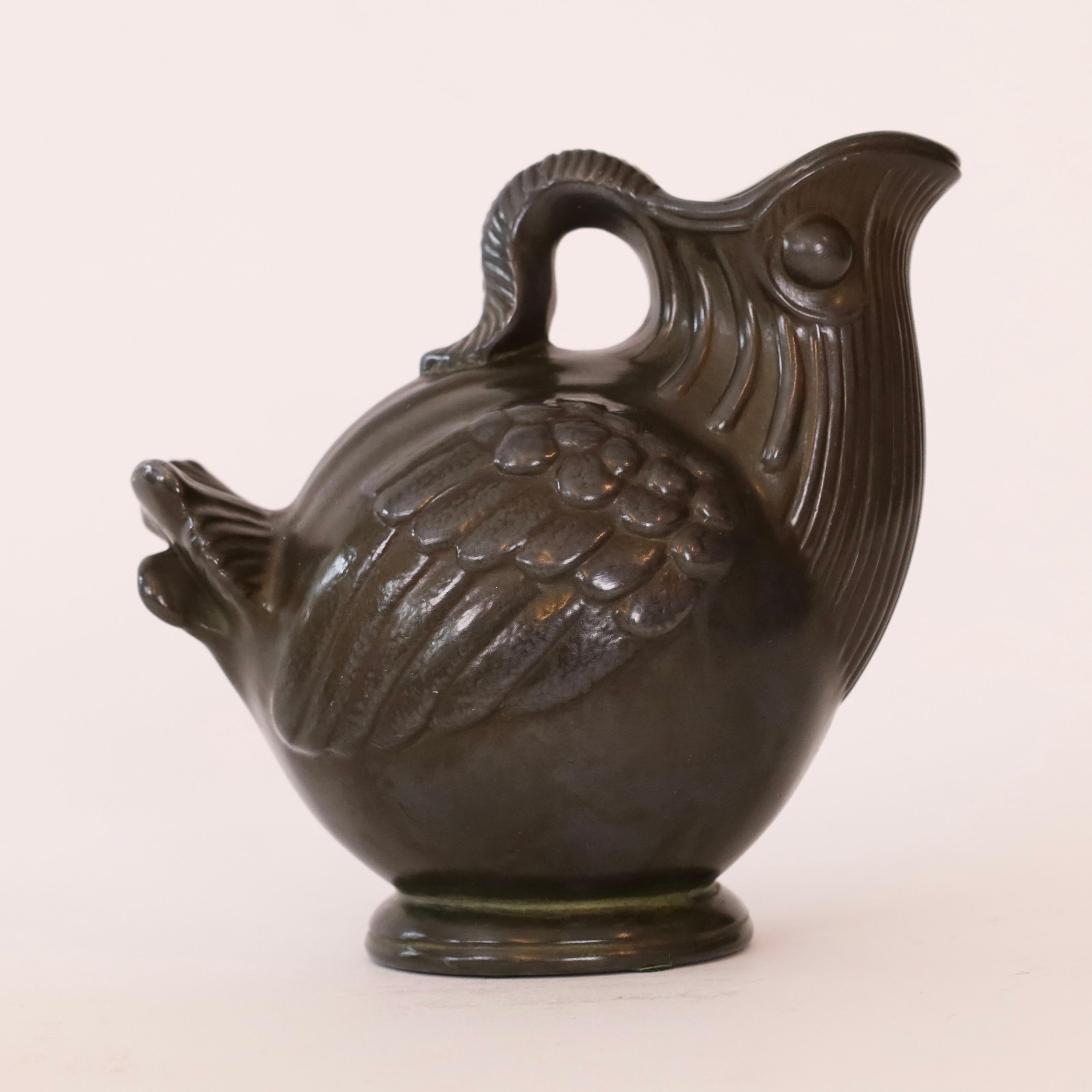 Milieu du XXe siècle Vase art déco en forme d'oiseau par Just Andersen, années 1930, Danemark en vente