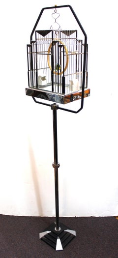 Art Deco Birdcage with Glass and Chrome Accents