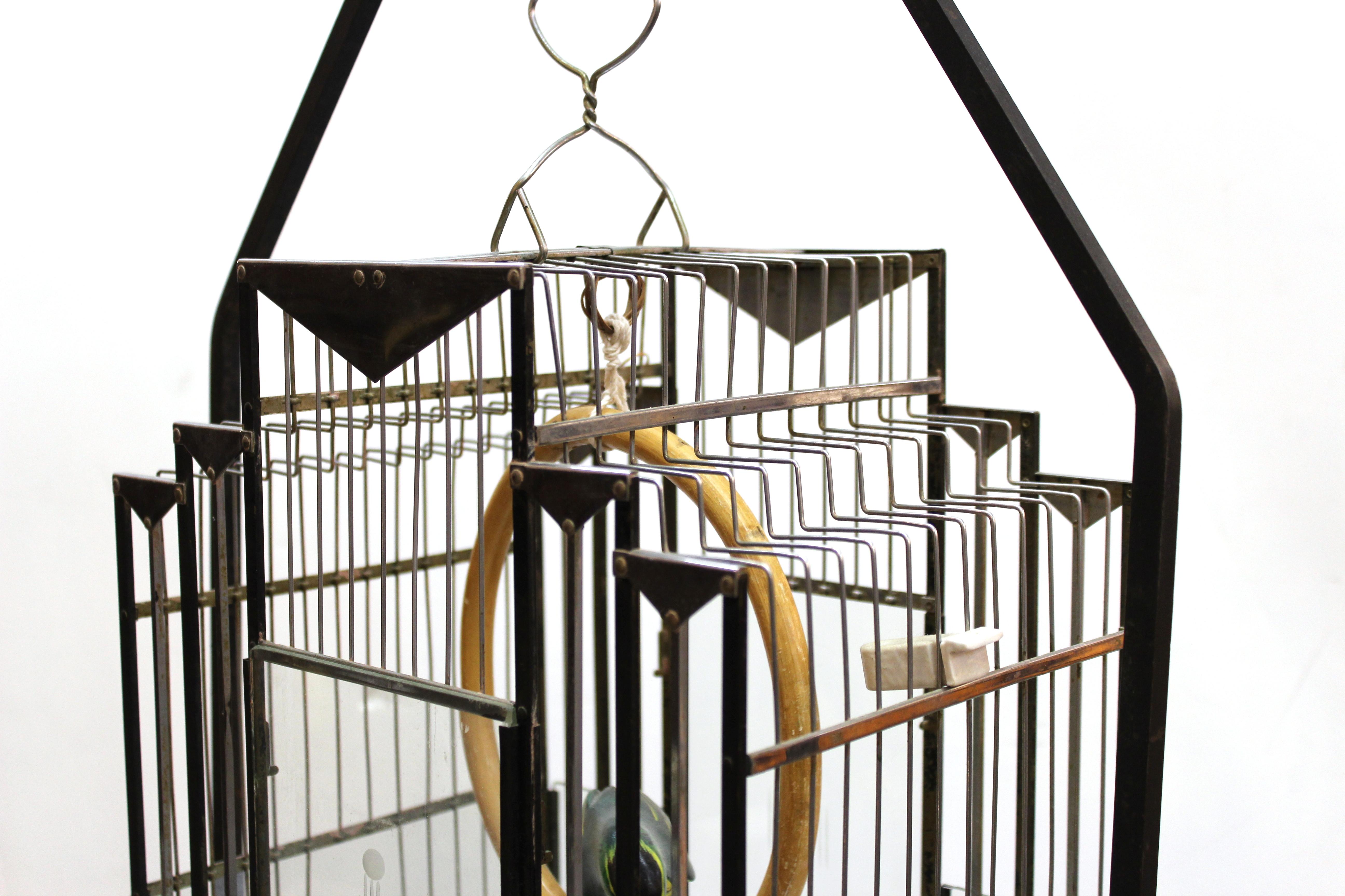 Art Deco Birdcage with Glass and Chrome Accents 1