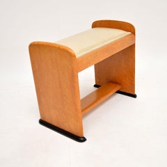 Art Deco Hocker aus Vogelaugenahorn und Leder