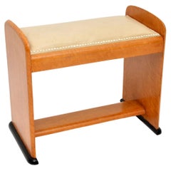 Art Deco Birds Eye Maple and Leather Stool