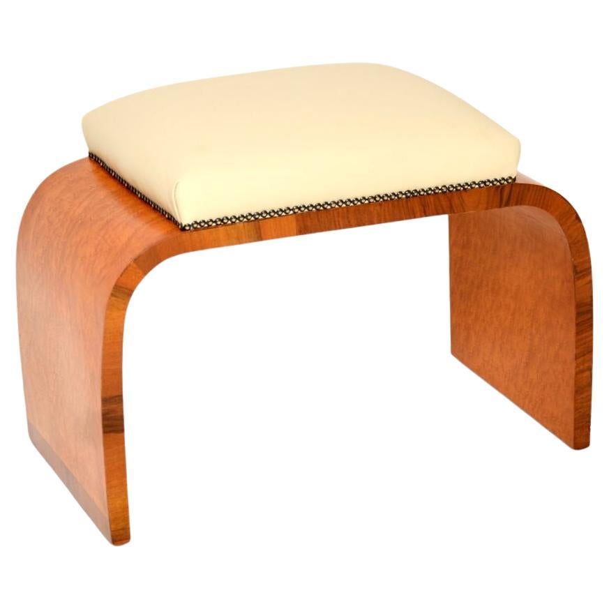 Art Deco Birds Eye Maple and Leather Stool