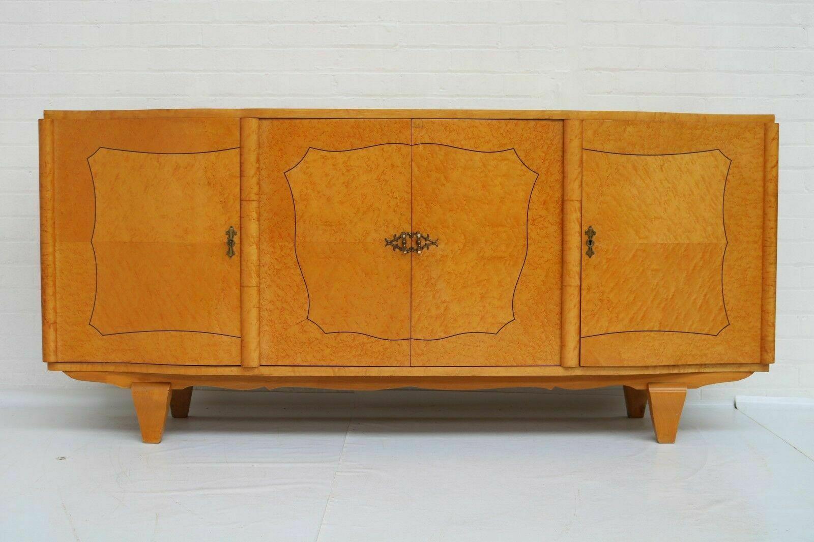 Birdseye Maple Art Deco Bird's Eye Maple and Rosewood Inlays Sideboard Credenza, 1930's