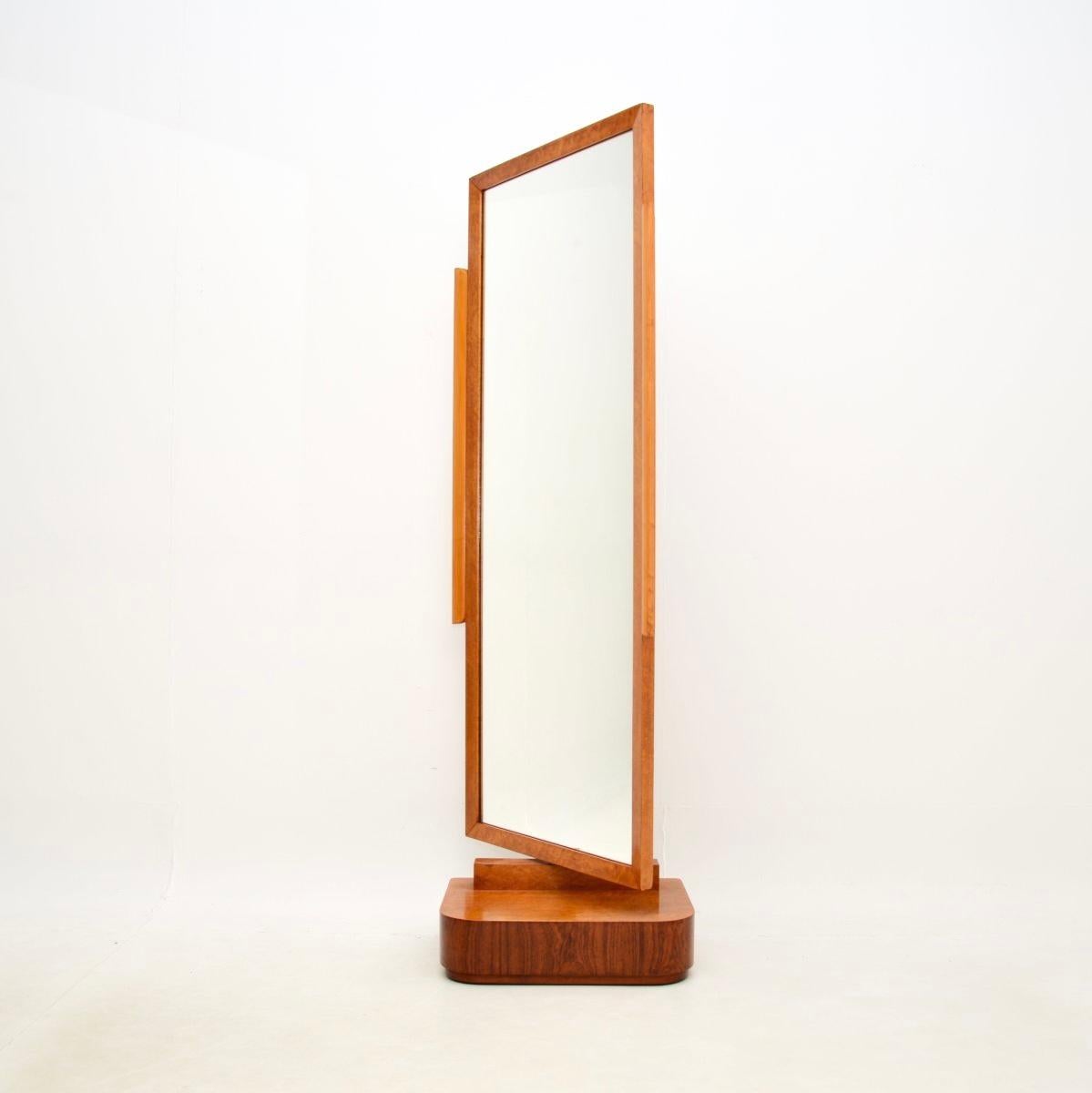 Britannico Specchio chevale Art Deco Mirror in acero e noce in vendita