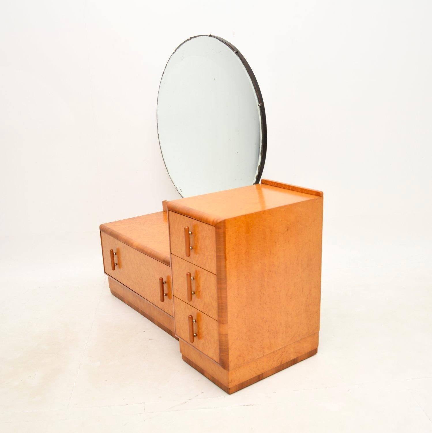 British Art Deco Birds Eye Maple and Walnut Dressing Table For Sale