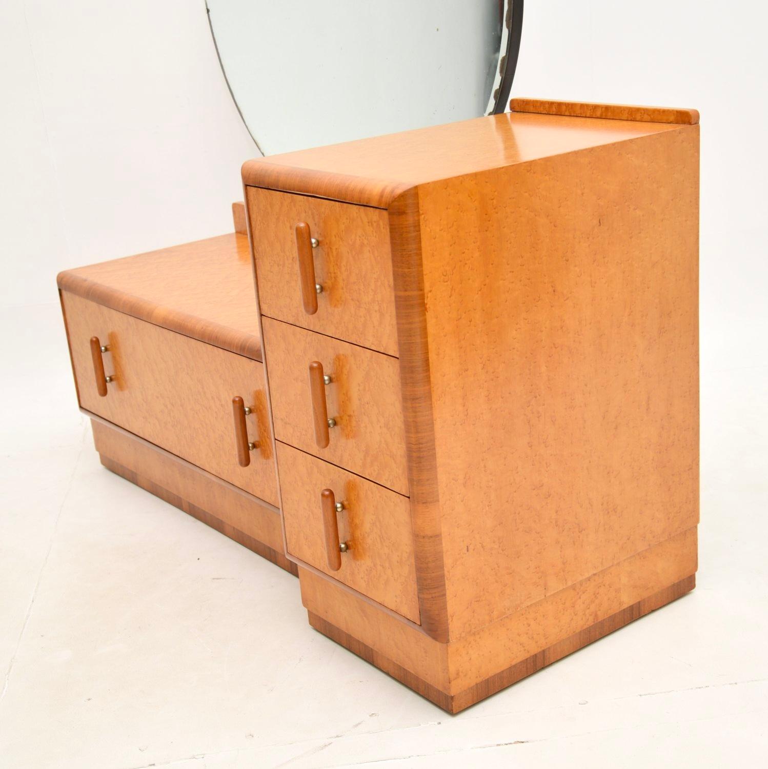 Mirror Art Deco Birds Eye Maple and Walnut Dressing Table For Sale