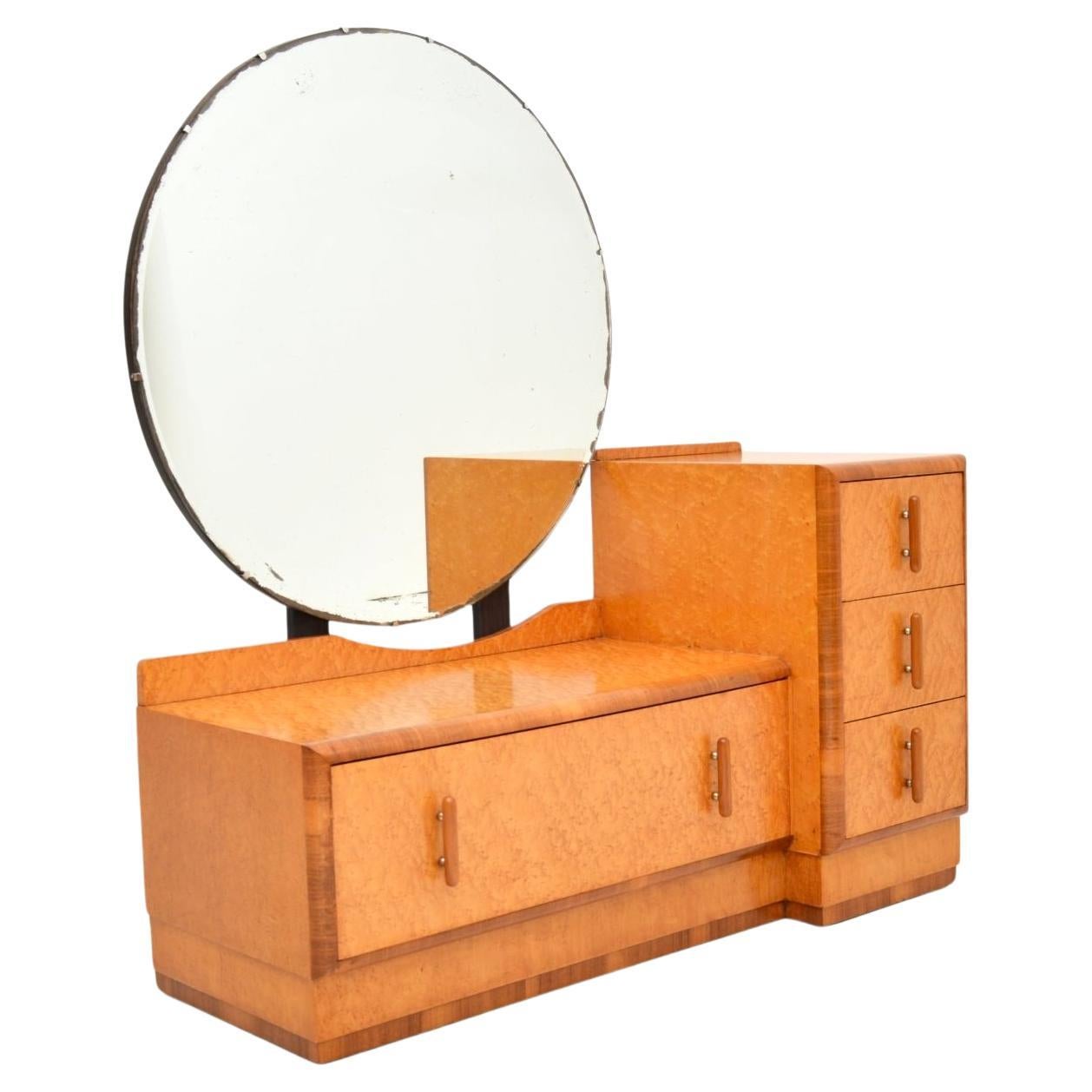 Art Deco Birds Eye Maple and Walnut Dressing Table For Sale