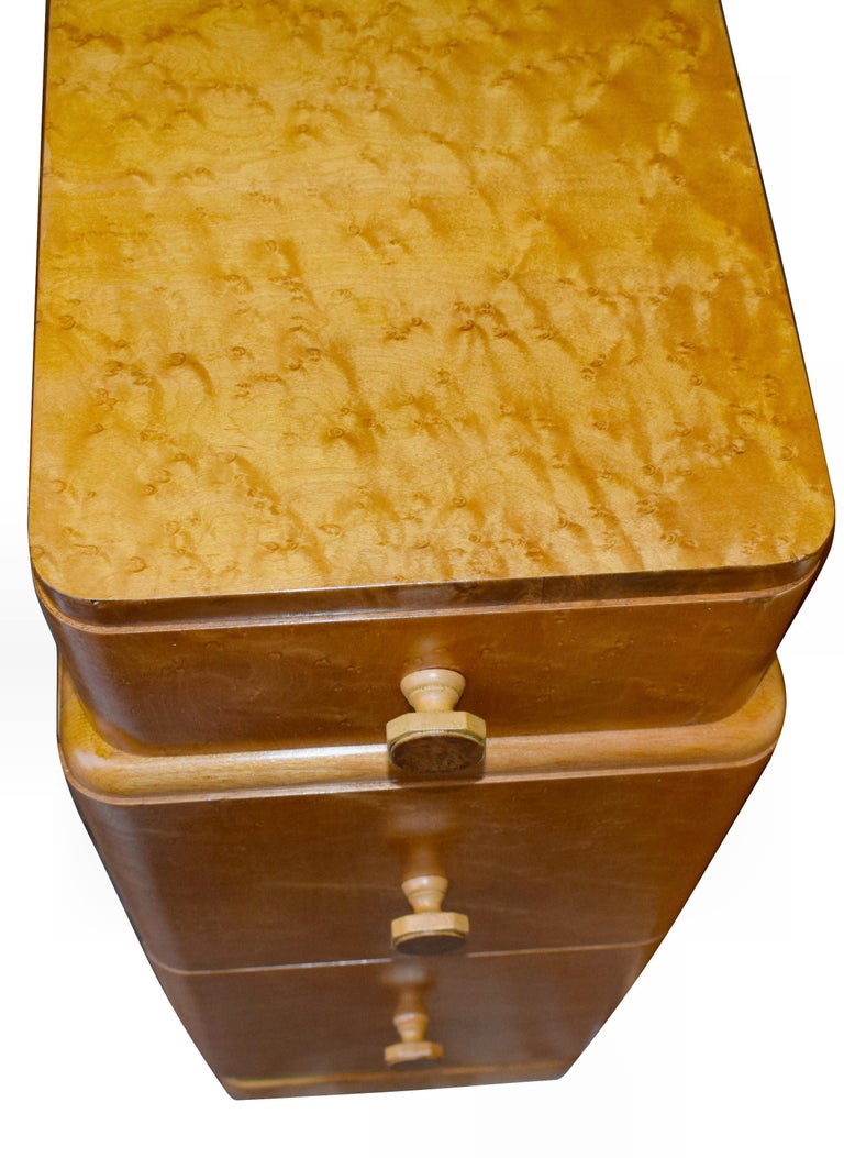 Art Deco Bird's-Eye Maple Bedside Cabinet Night Tables, circa 1930 at