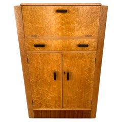 Art Deco Bird's-Eye Maple Cocktail Cabinet, Dry Bar, English, c 1930s