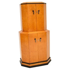 Vintage Art Deco Birds Eye Maple Cocktail Cabinet