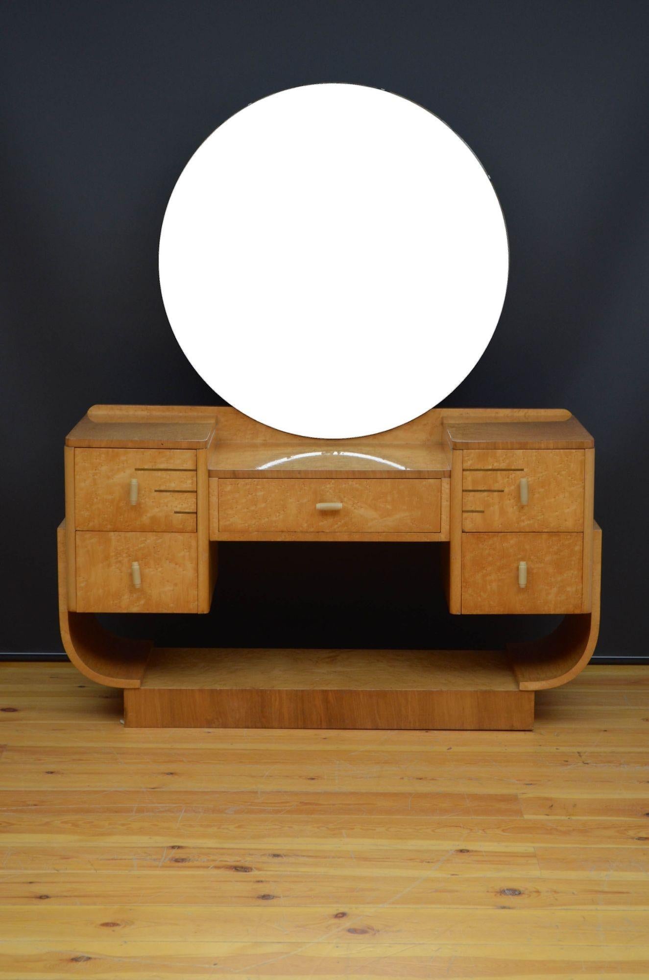 Art Deco Bird's Eye Maple Dressing Table and Stool 10