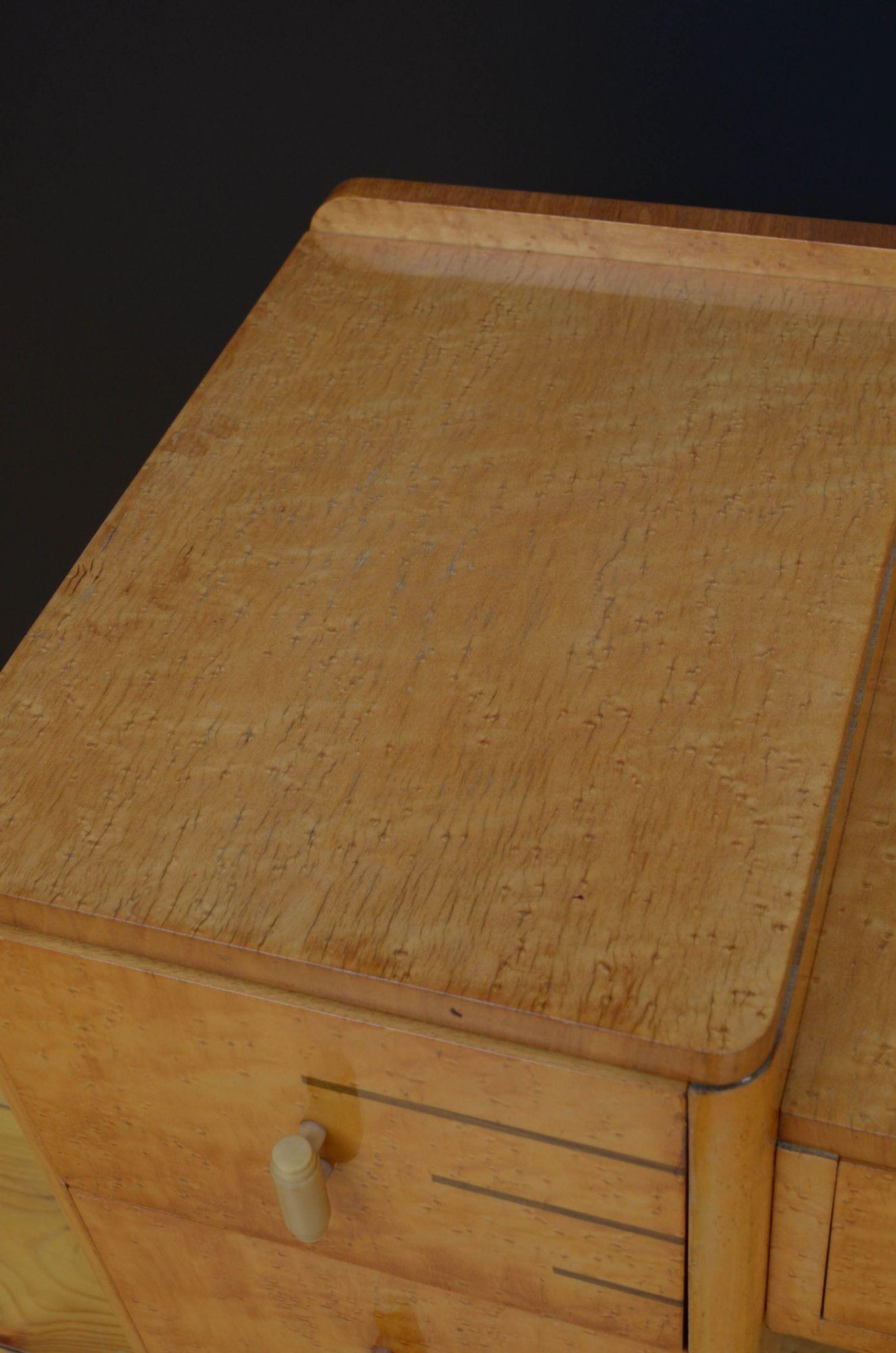 Art Deco Bird's Eye Maple Dressing Table and Stool 13