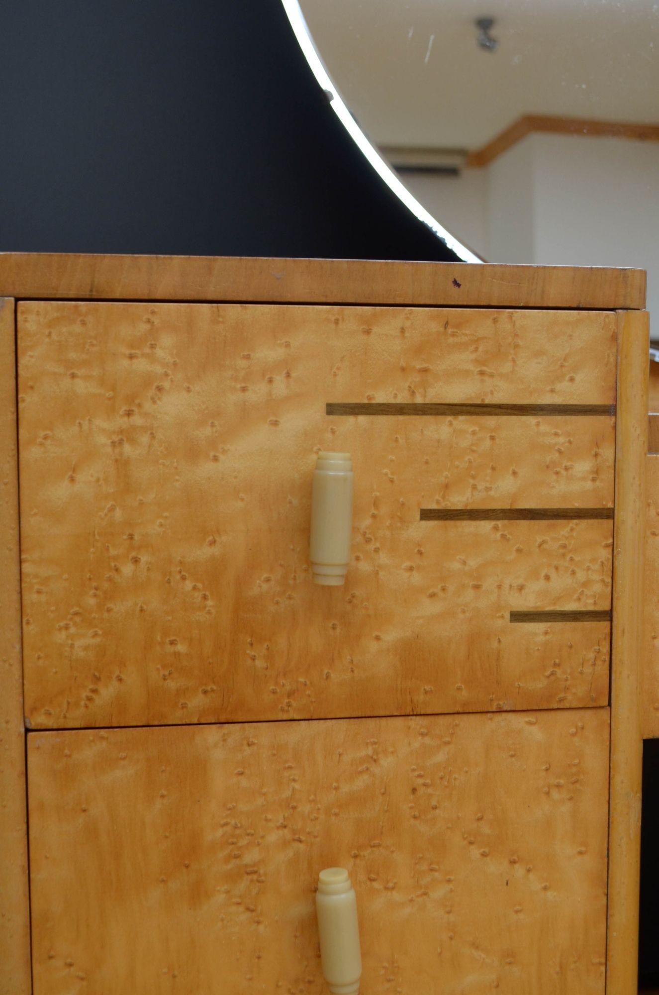 Art Deco Bird's Eye Maple Dressing Table and Stool 14