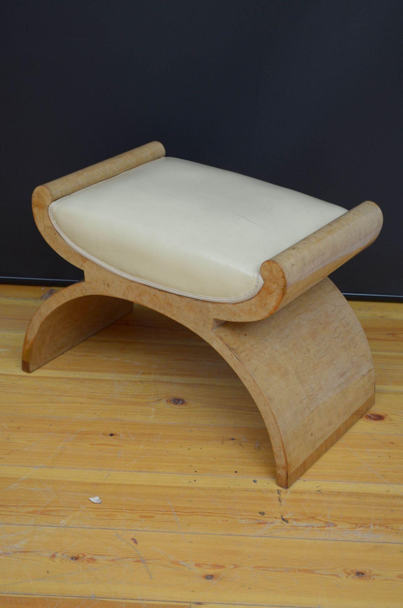 Art Deco Bird's Eye Maple Dressing Table and Stool 3