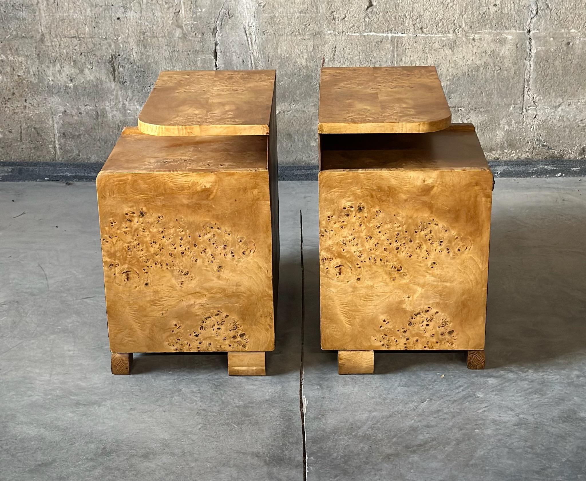Art Deco Birds Eye Maple Nightstands (A Pair) 1