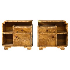 Art Deco Birds Eye Maple Nightstands (A Pair)