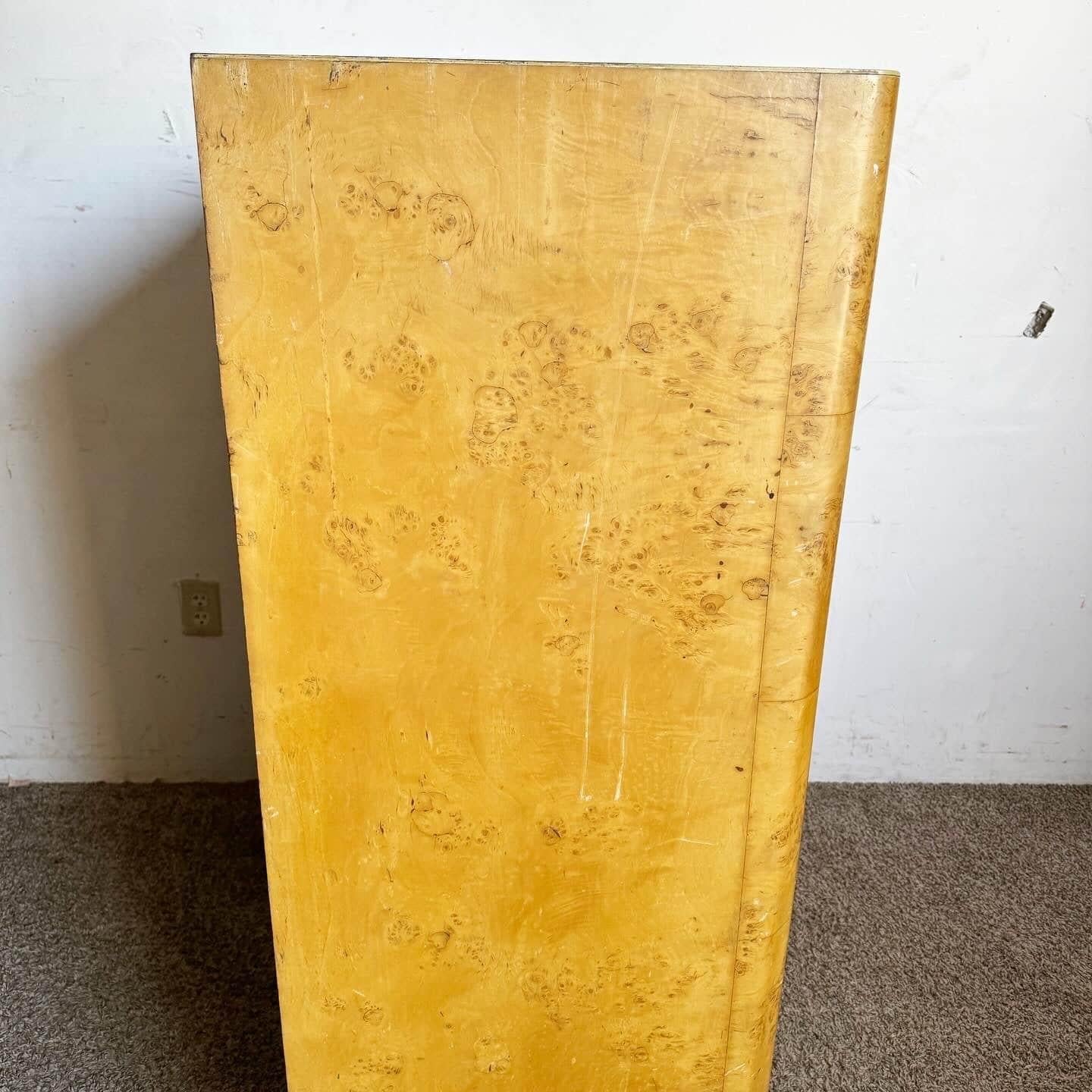 Art Deco Birds Eye Maple Veneer Highboy With Cedar Storage in Bottom Drawer For Sale 4