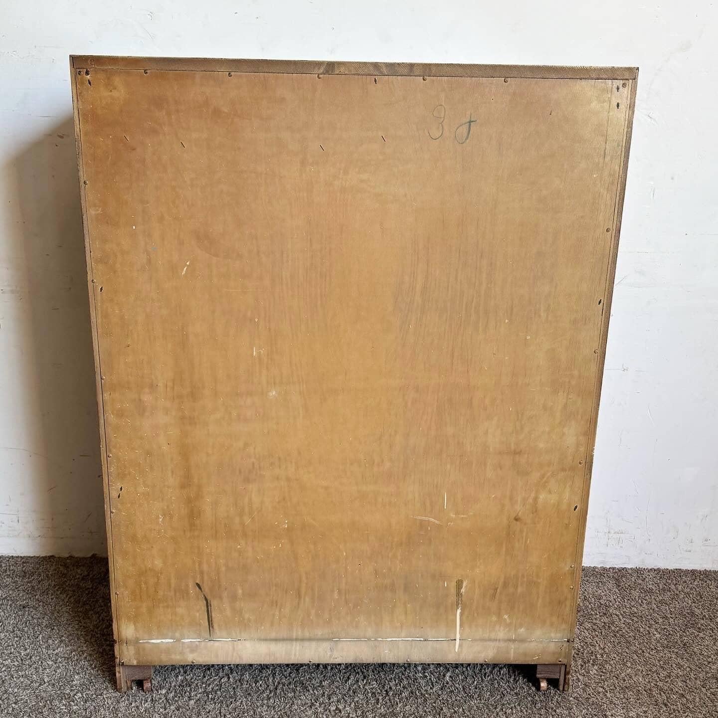 Art Deco Birds Eye Maple Veneer Highboy With Cedar Storage in Bottom Drawer For Sale 3