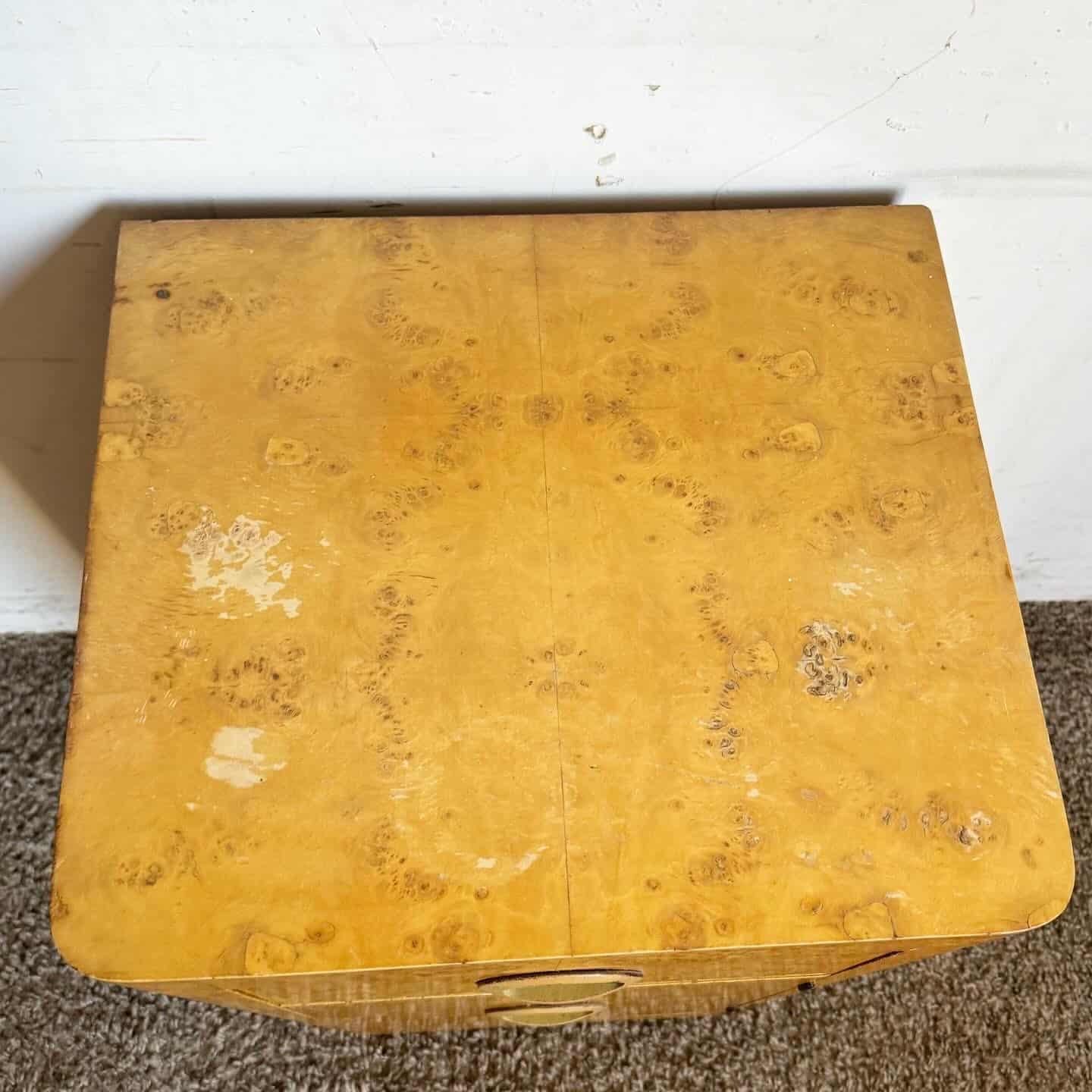 American Art Deco Birds Eye Maple Veneer Nightstand/End/Side Table