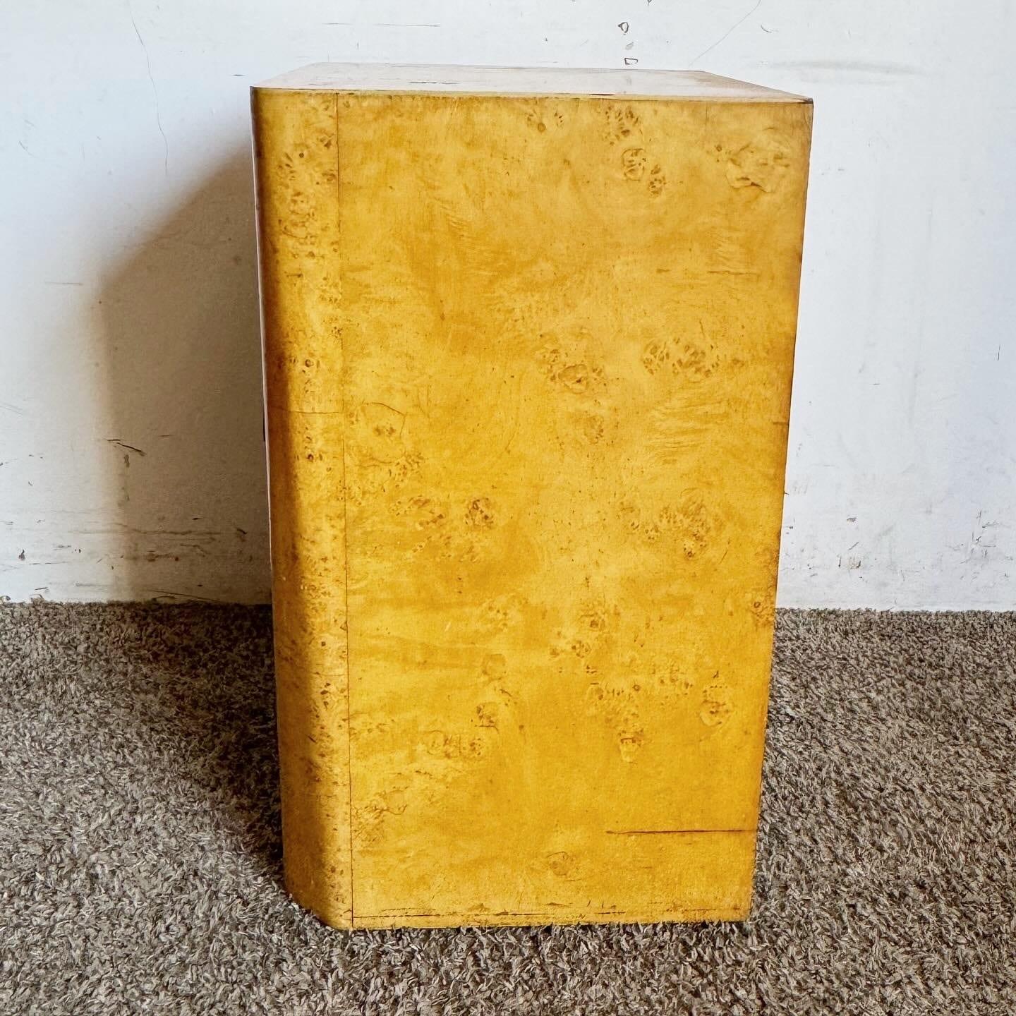 Wood Art Deco Birds Eye Maple Veneer Nightstand/End/Side Table