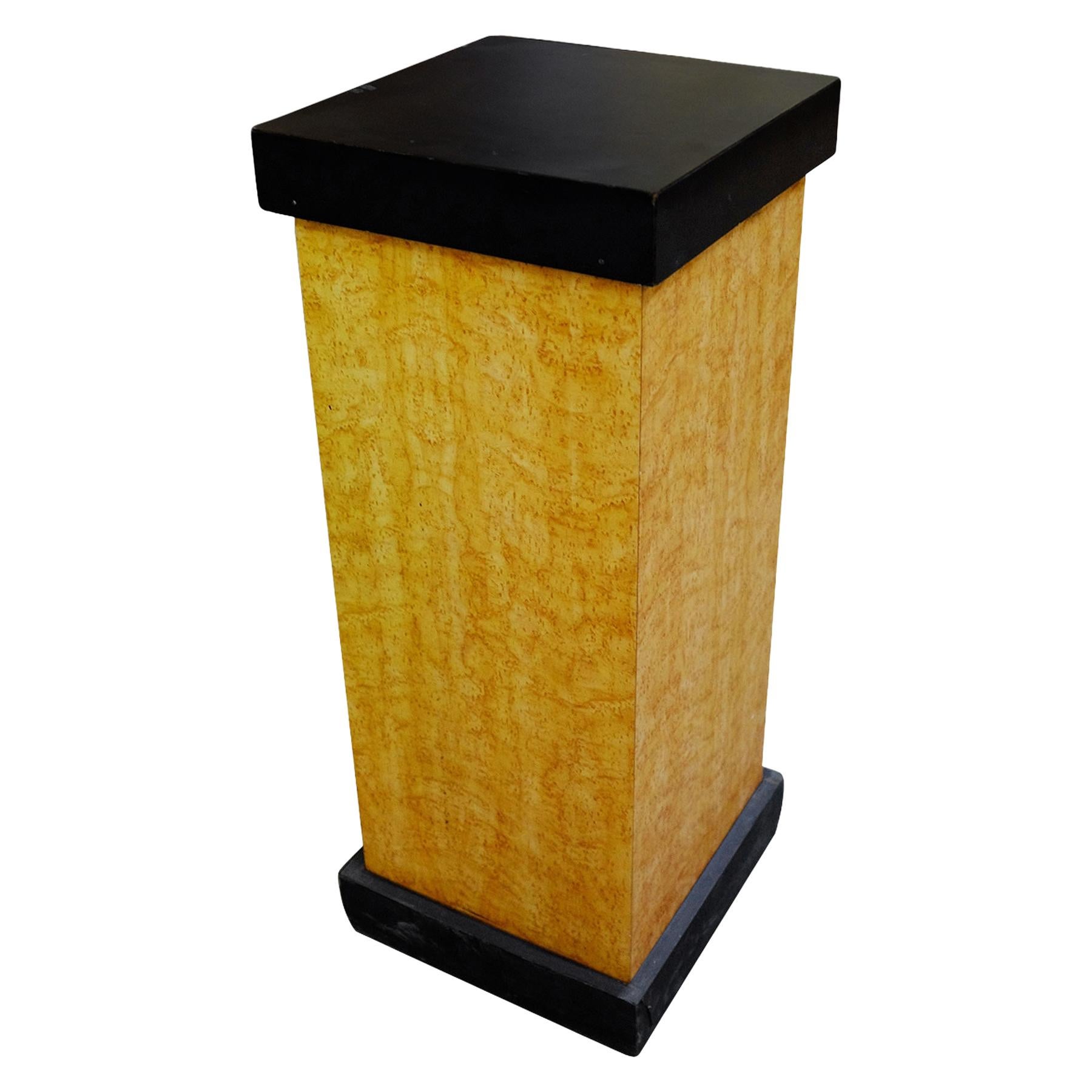 Art Deco Bird's-Eye Style Maple Pedestal with Black Top