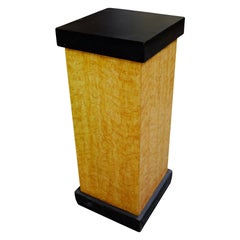 Art Deco Bird's-Eye Style Maple Pedestal with Black Top