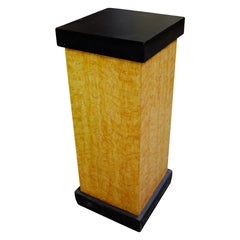 Art Deco Bird's-Eye Style Maple Pedestal with Black Top