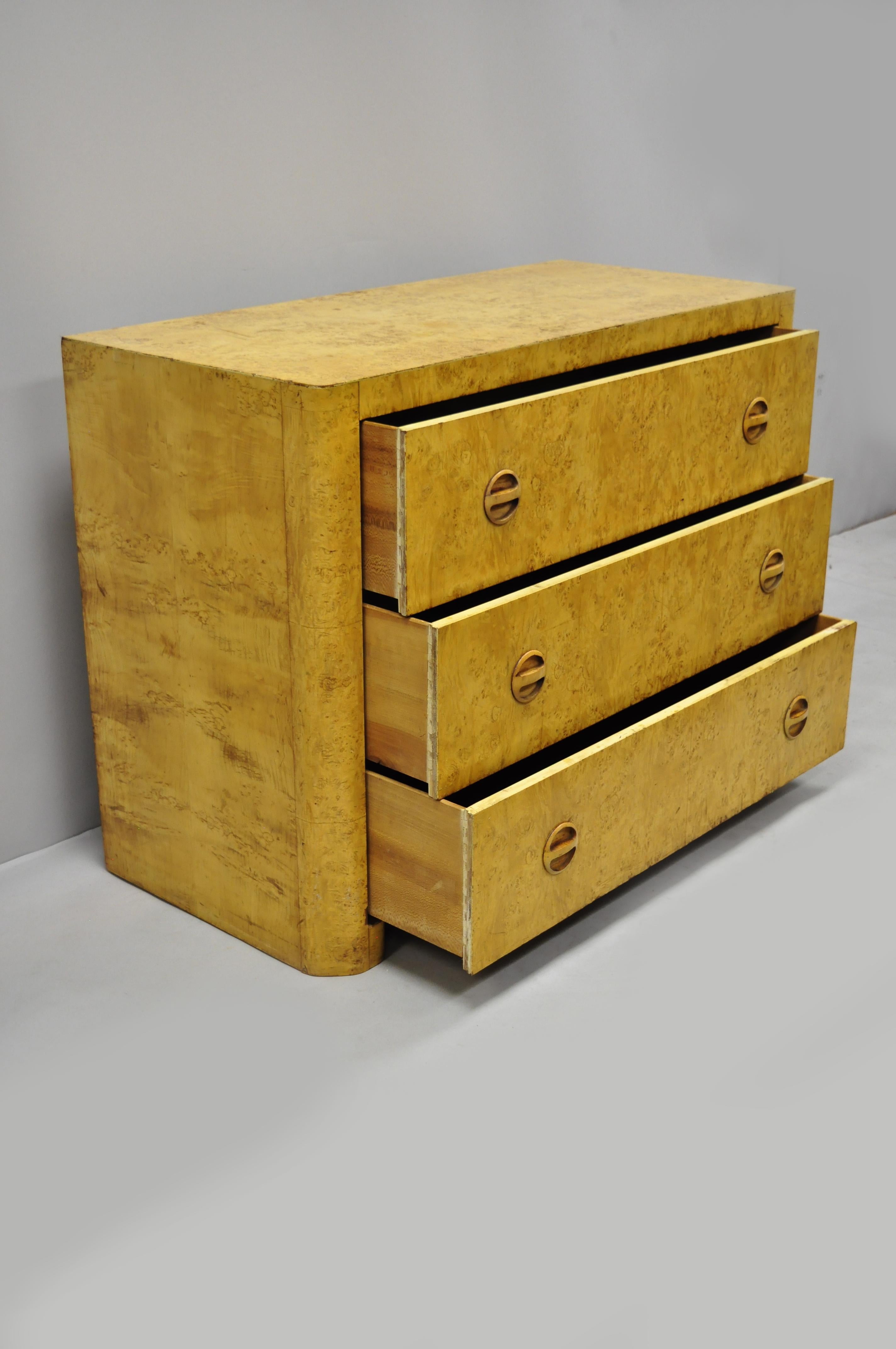 Art Deco Birdseye Maple 3-Drawer Dresser Chest after Gilbert Rohde with Mirror 7