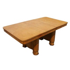 Vintage Art Deco Birdseye Maple Extension Dining Table