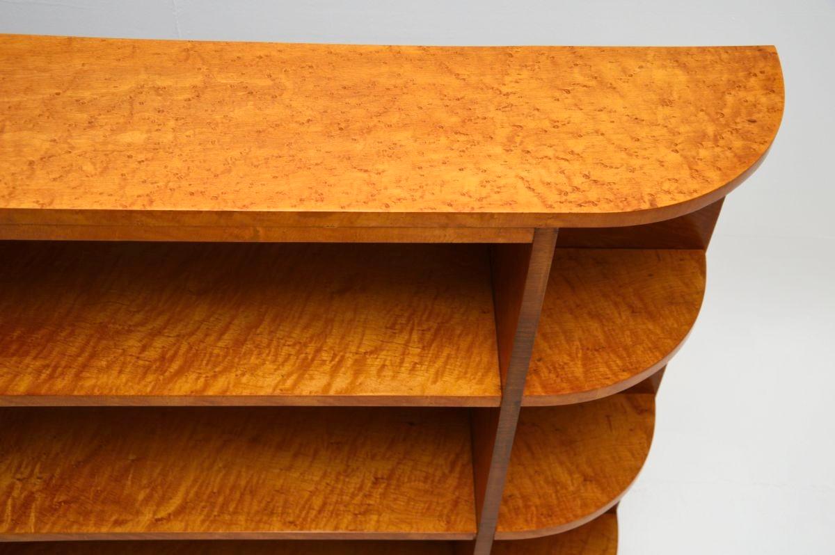 Art Deco Birdseye Maple Open Bookcase For Sale 2