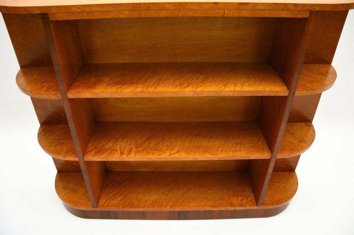Art Deco Birdseye Maple Open Bookcase For Sale 3