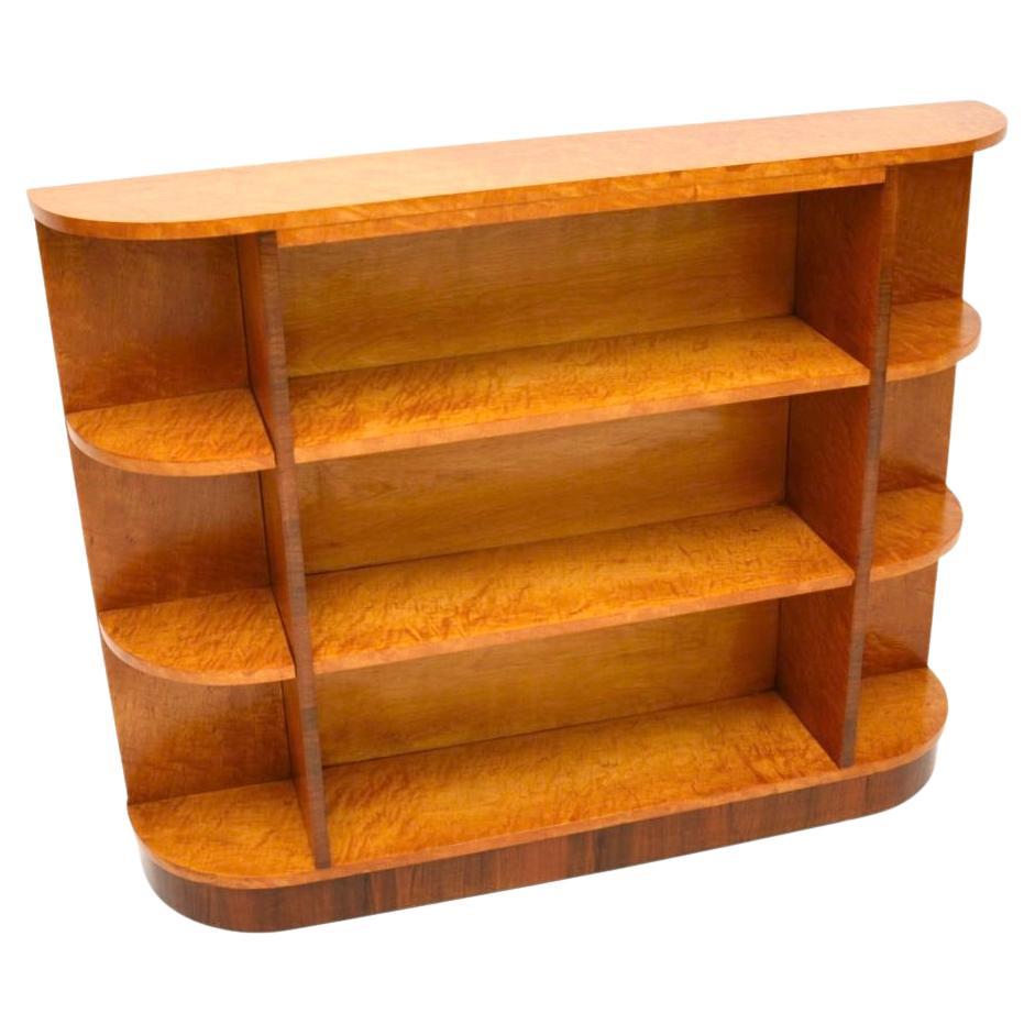 Art Deco Birdseye Maple Open Bookcase For Sale