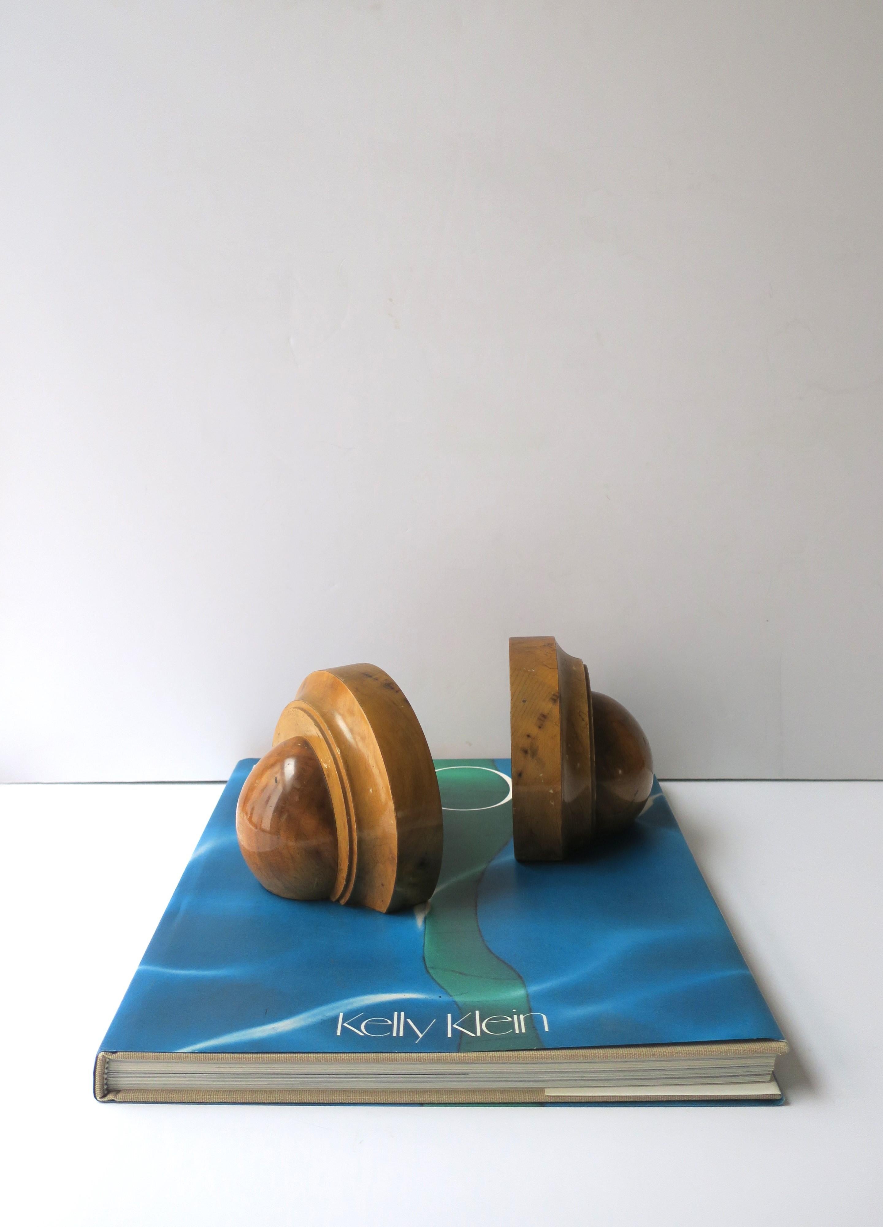 American Art Deco Birdseye Maple Wood Bookends, Pair For Sale