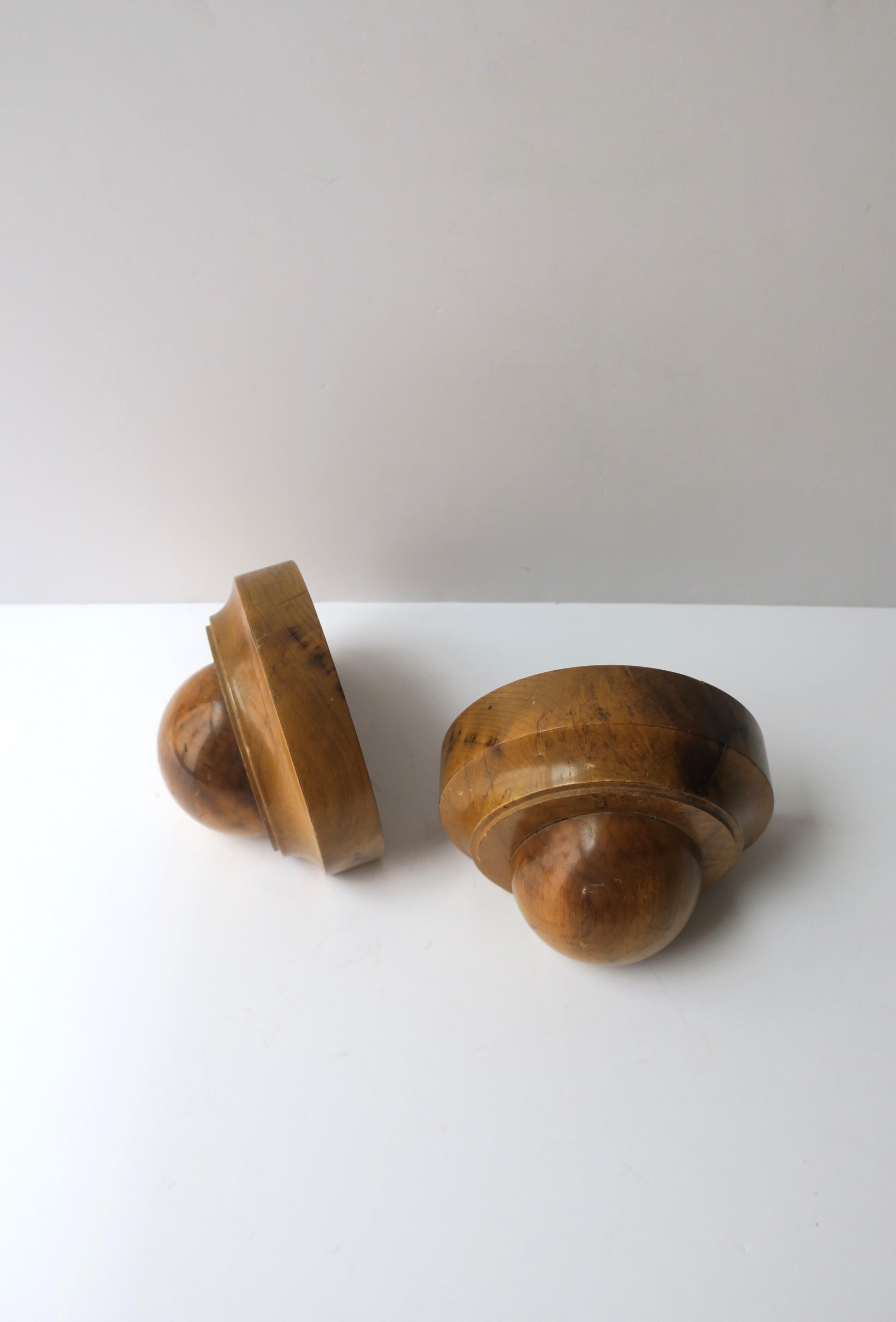 20th Century Art Deco Birdseye Maple Wood Bookends, Pair For Sale