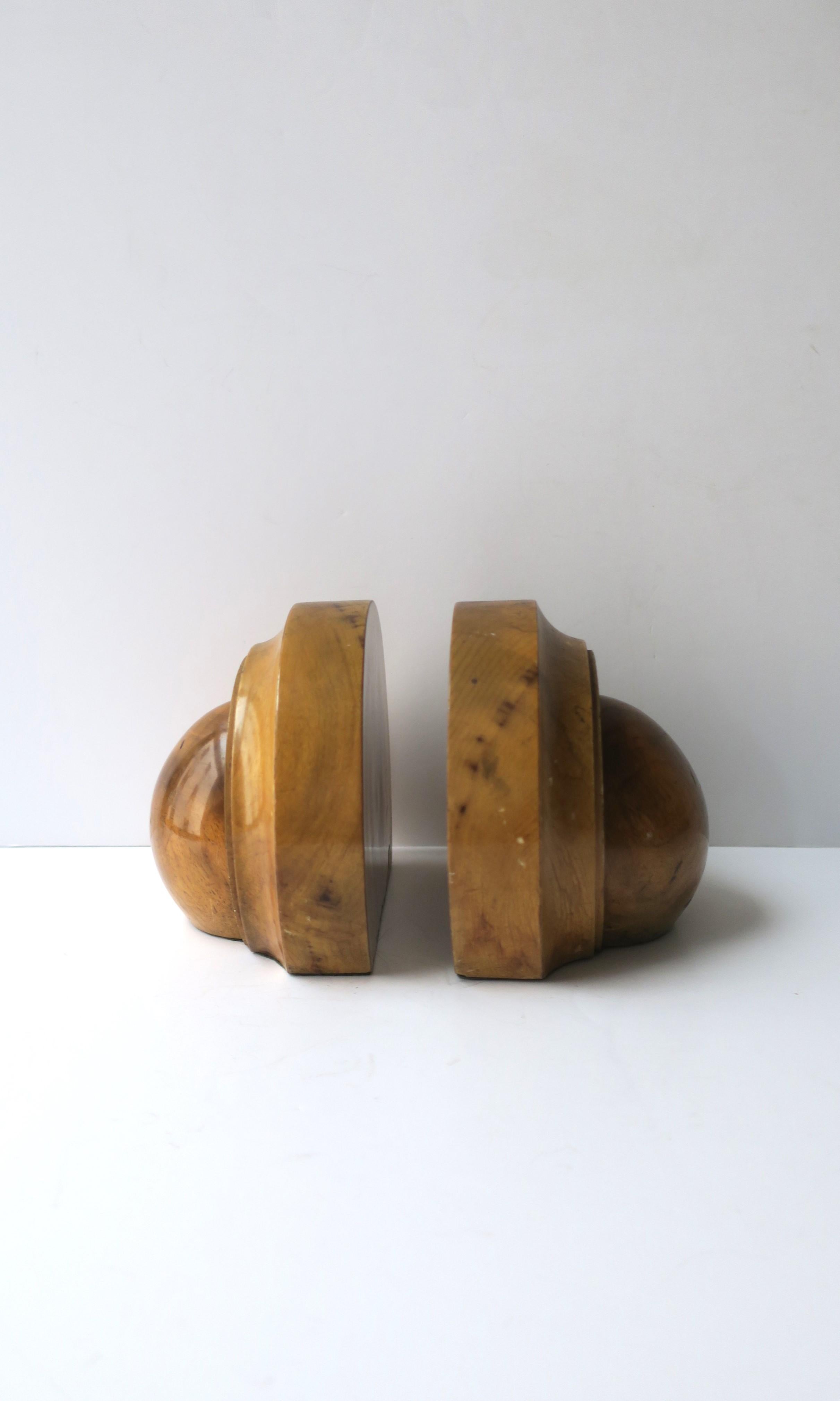 Art Deco Birdseye Maple Wood Bookends, Pair For Sale 1