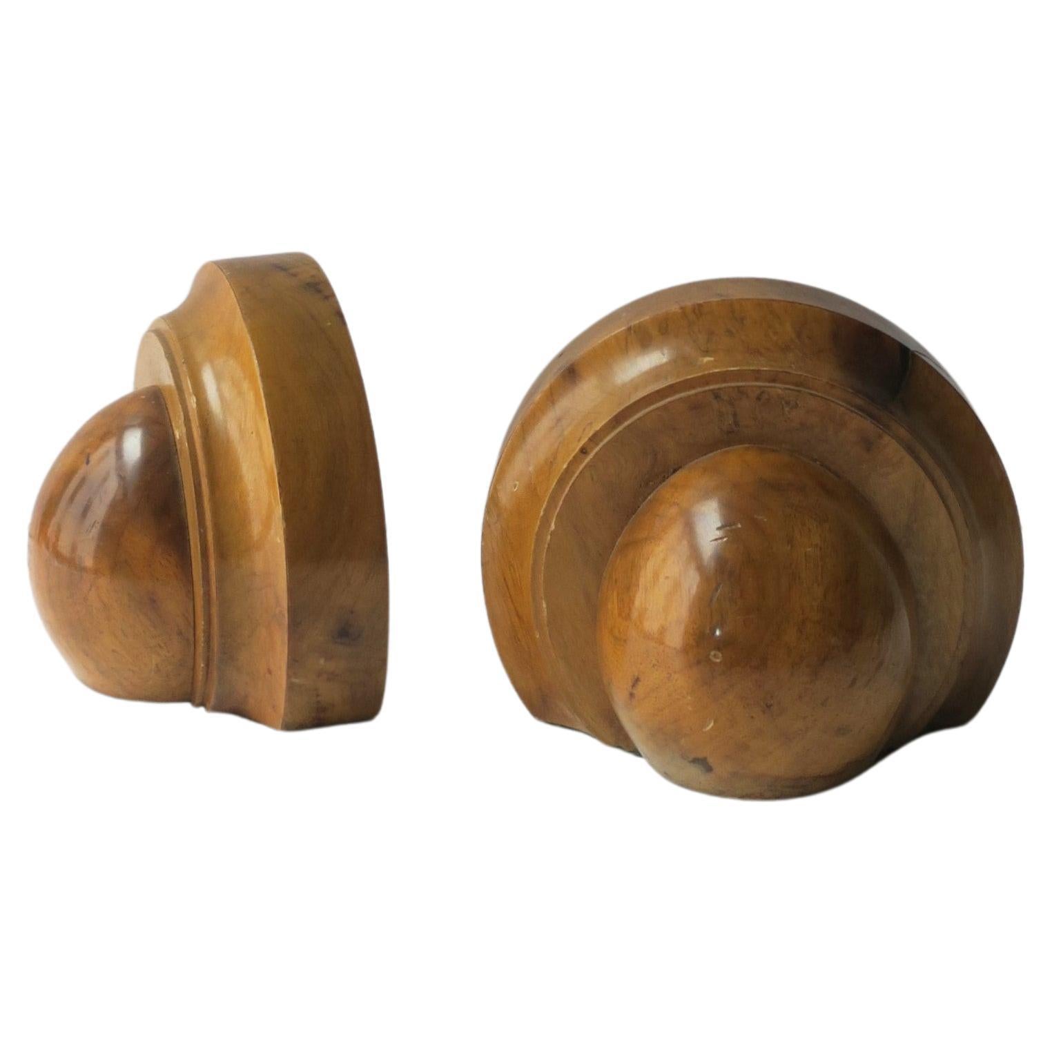 Art Deco Birdseye Maple Wood Bookends, Pair For Sale