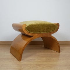 Tabouret en X en érable piqué Art Déco par Harry & Lou Epstein