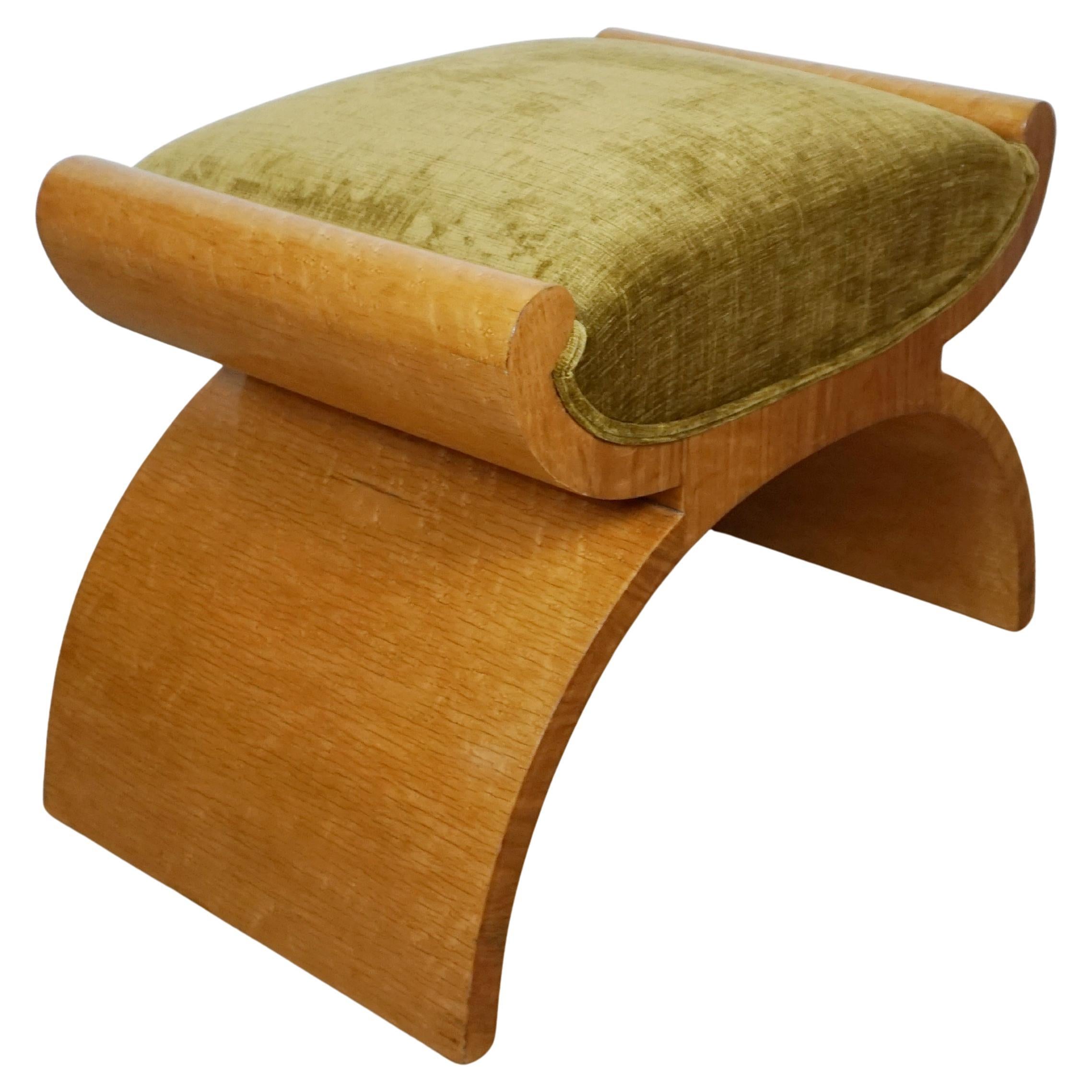 Art Deco Birdseye Maple X-Framed Stool by Harry 
Lou Epstein For Sale