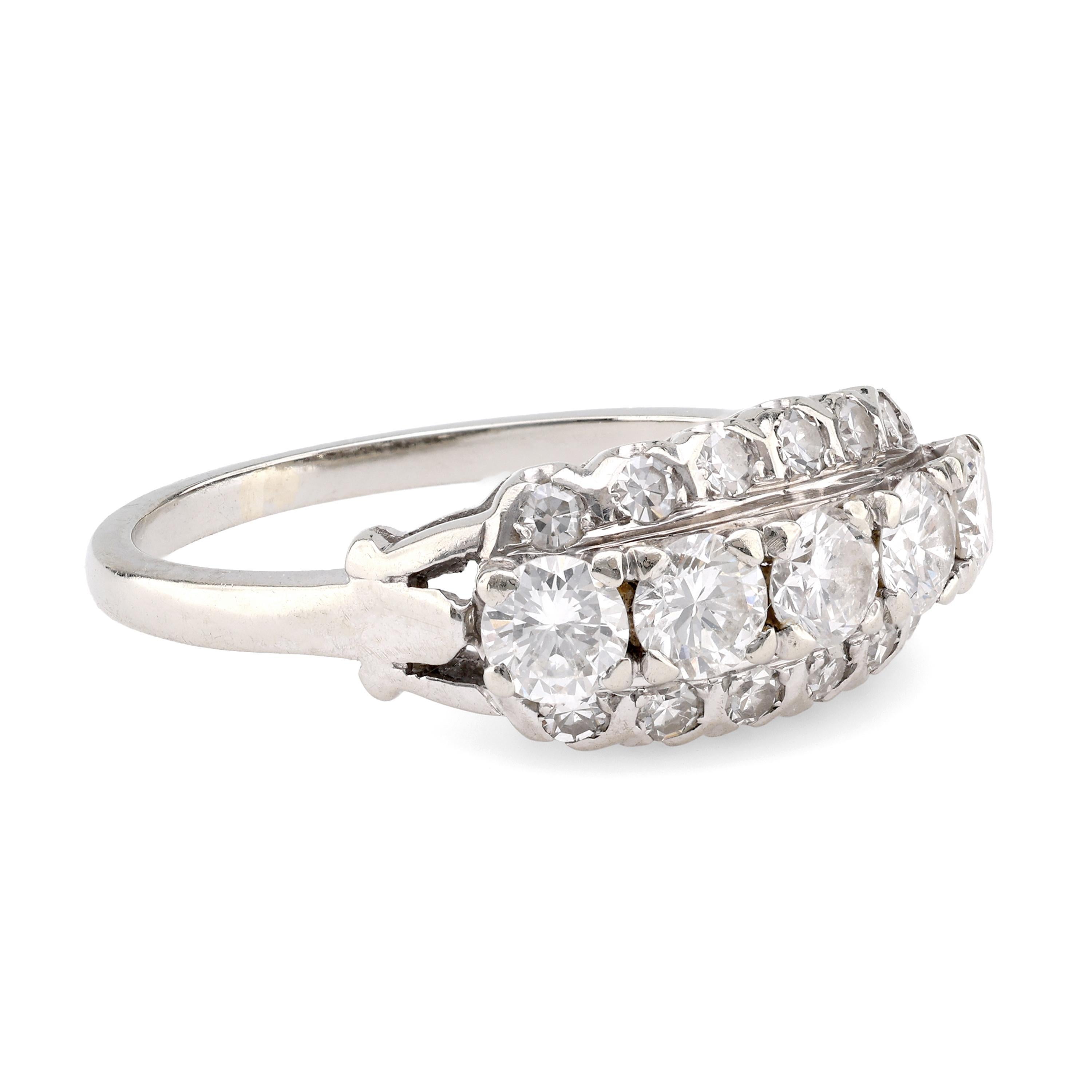 Art Deco Birks Diamant 18K Weißgold Band (Art déco)