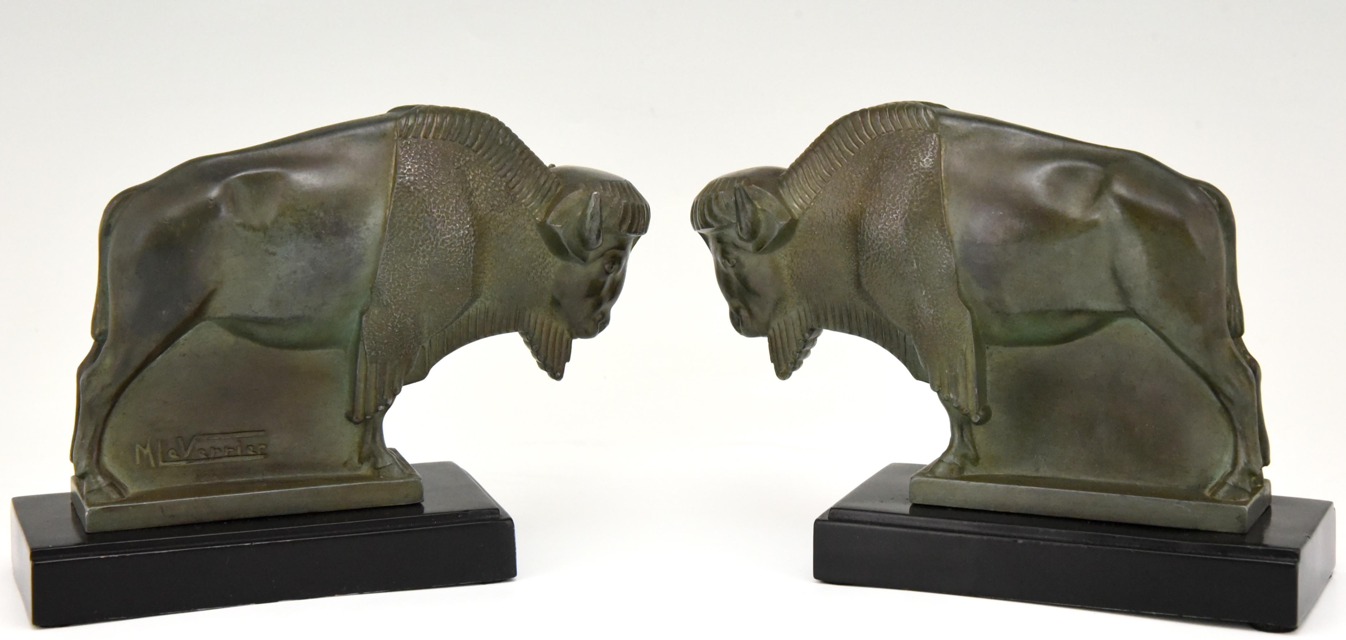 A very fine pair of Art Deco bison bookends by the famous French artist Max Le Verrier with lovely green patina. France 1930.
Literature:
“Art deco sculpture” by Victor Arwas, Academy. “Bronzes, sculptors and founders” by H. Berman, Abage.