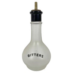 Antique Art Deco Bitters Back Bar Bottle with the Word "Bitters" in Black Enamel