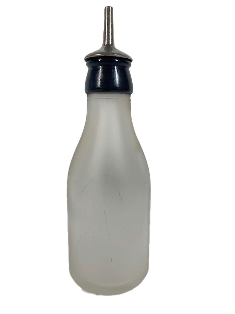 Art-Déco-Bitterflasche mit Pour Stopper und schwarzer Emaille, Hahn und 