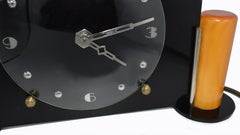 Art Deco Black Acrylic and Catalin Bakelite 8 day Mantel Clock
