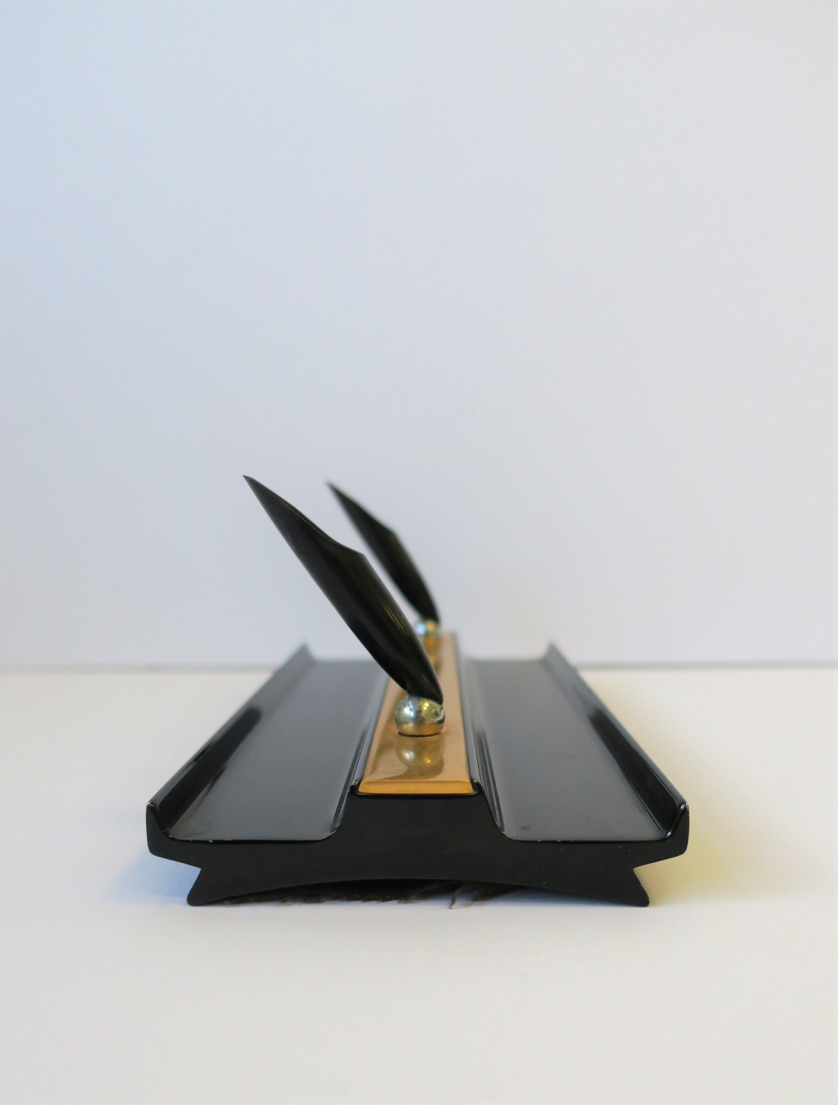 Art Deco Schwarz und Gold Schreibtisch Stifthalter (Ende des 20. Jahrhunderts)