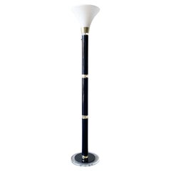Art Deco Black and Gold Stacked Lucite Floor Lamp