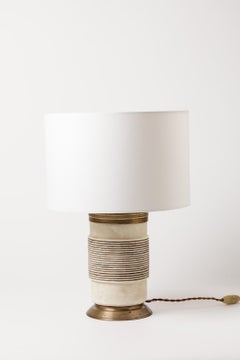 Lampada da tavolo in ceramica bianca e nera Art Deco di Keramos Jean Besnard 1930 Design