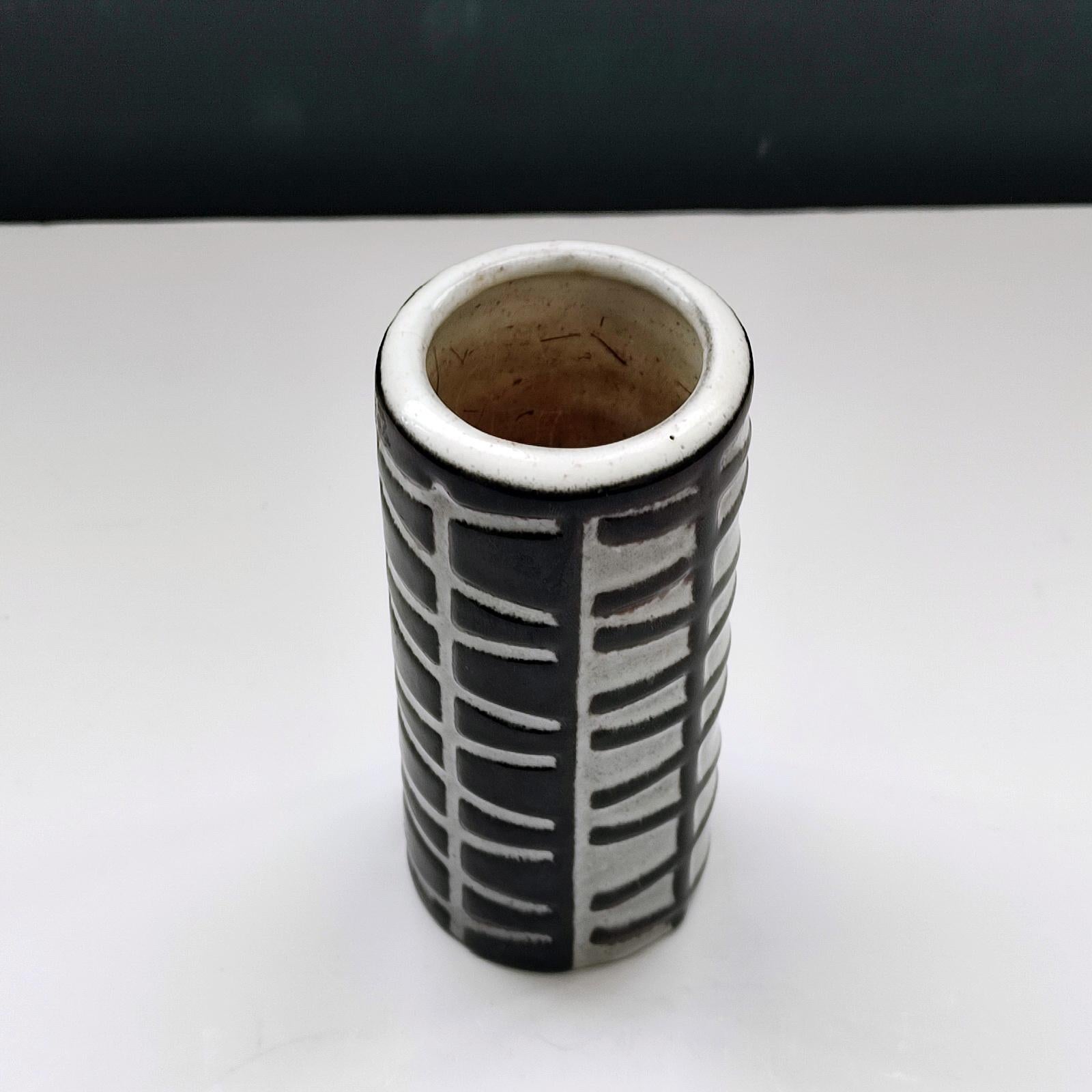 Glazed Art Deco Black and White Ceramic Vase by Atterberg for Uppsala Ekeby For Sale