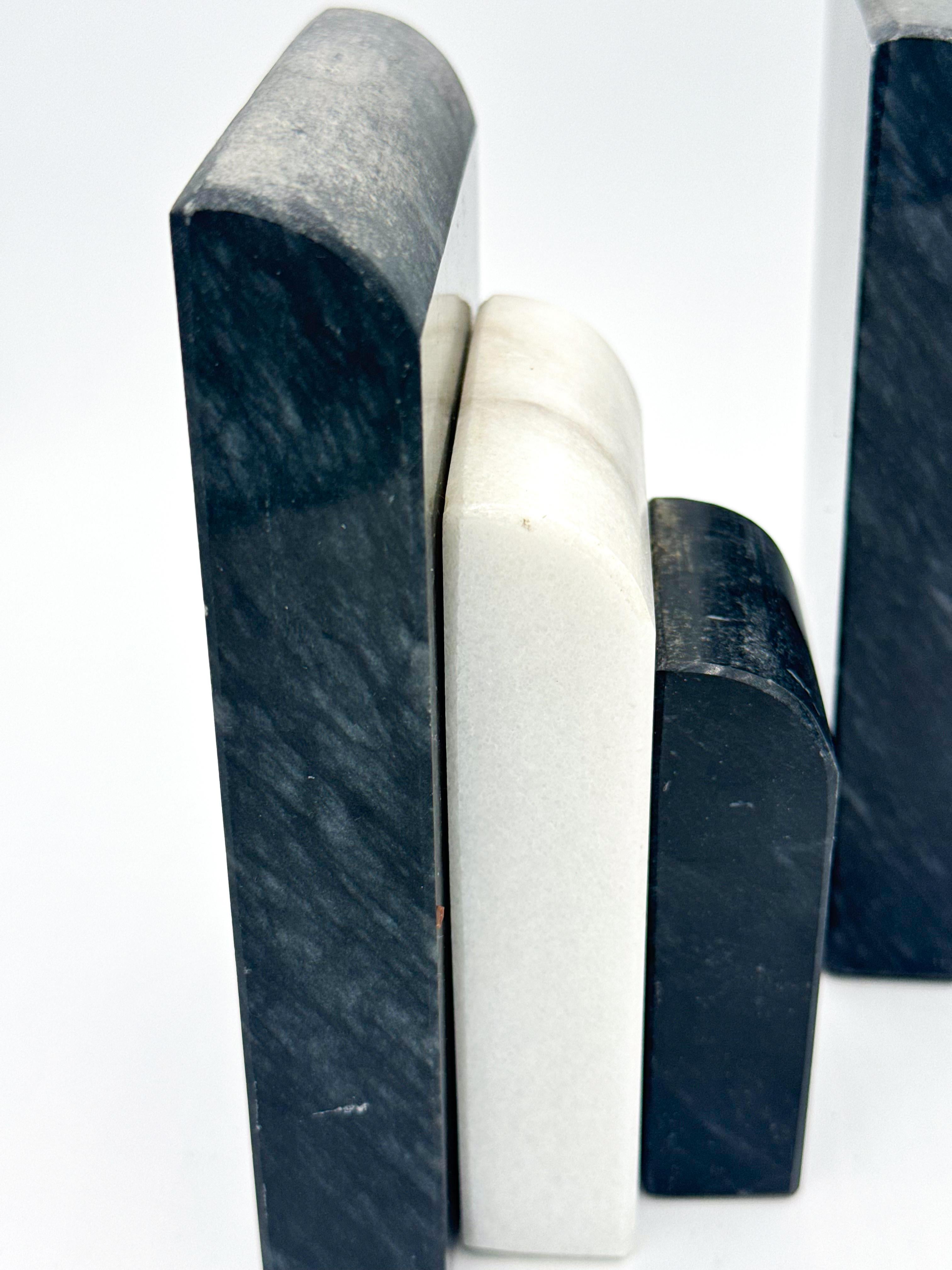 Art Deco Black and White Marble Book Ends Pair Italy 1
