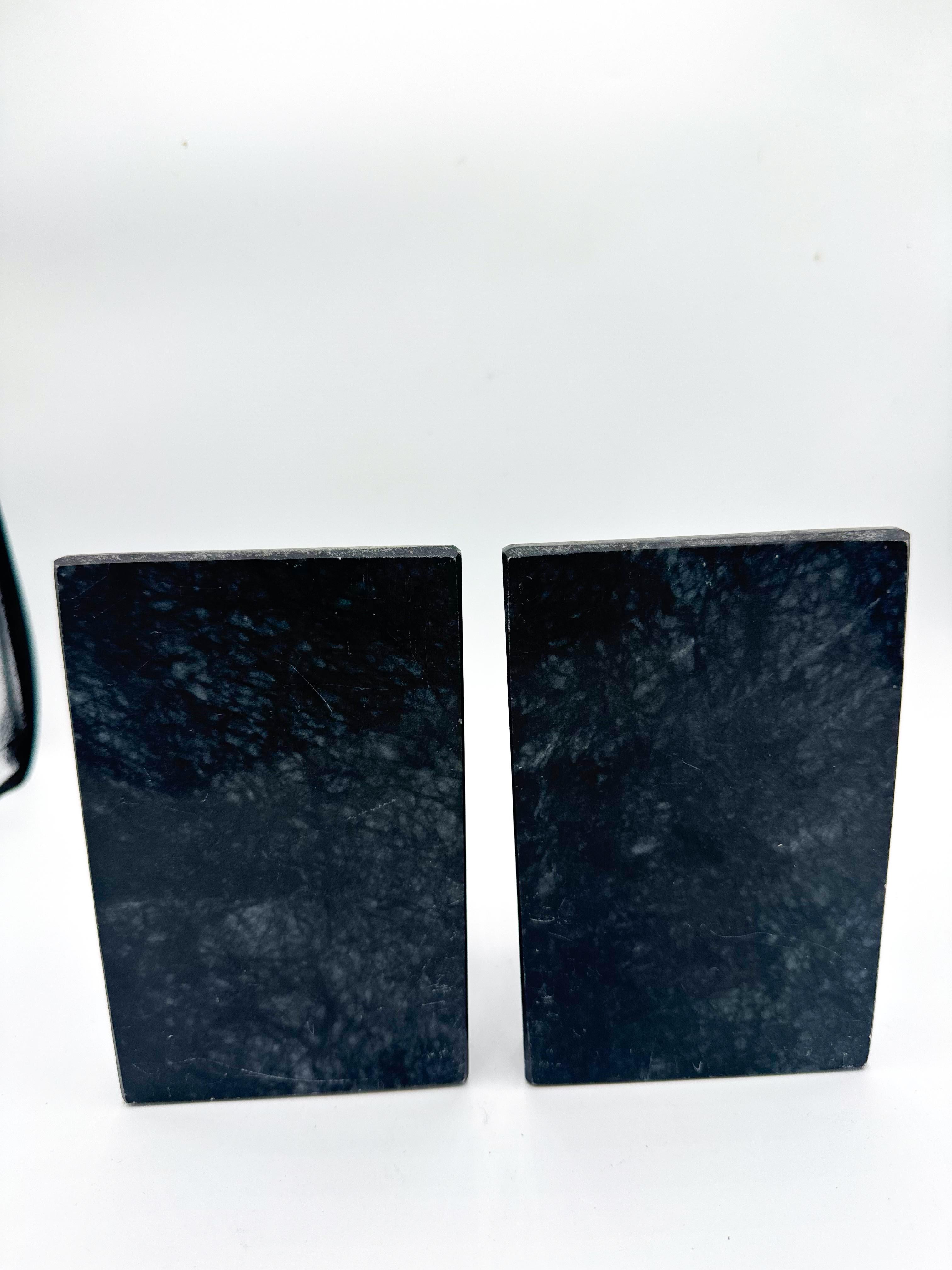 Art Deco Black and White Marble Book Ends Pair Italy 4