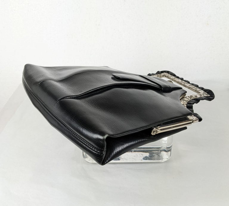 APA Small Calf Leather Top Handle Bag - Black